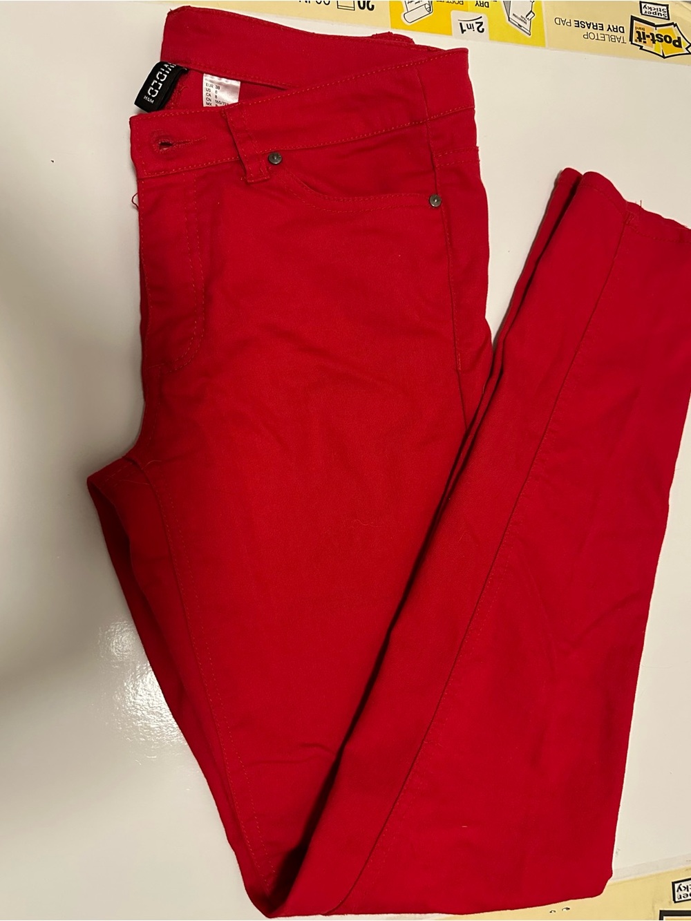 H&M Red Skinny Jeans Divided Long Size 8 M Womens - Picture 3 of 3